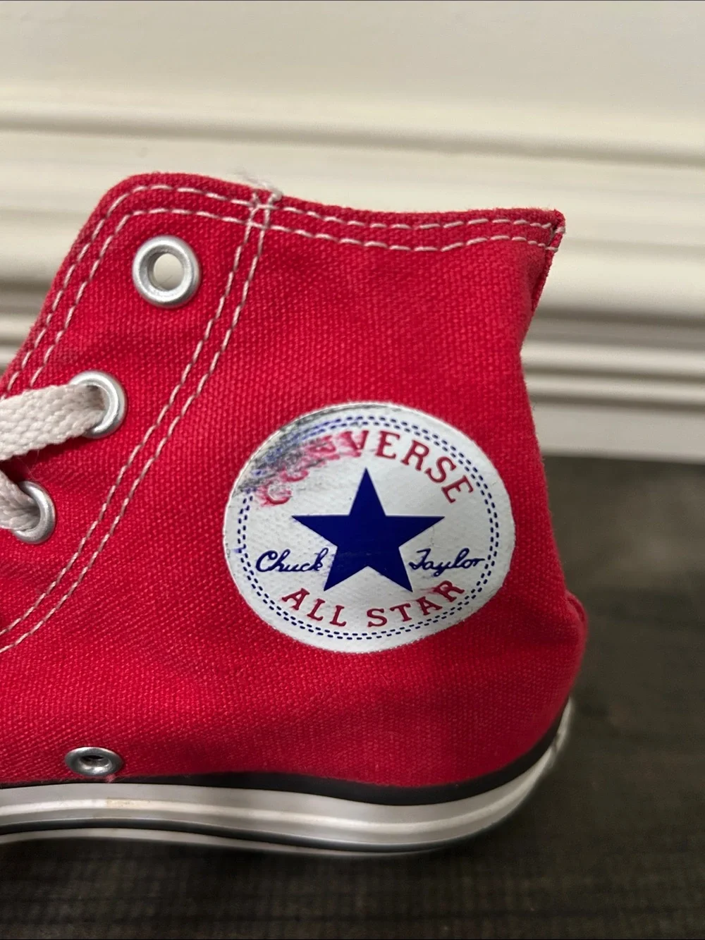 Converse Kids Red High-Top Canvas Sneakers with White Laces